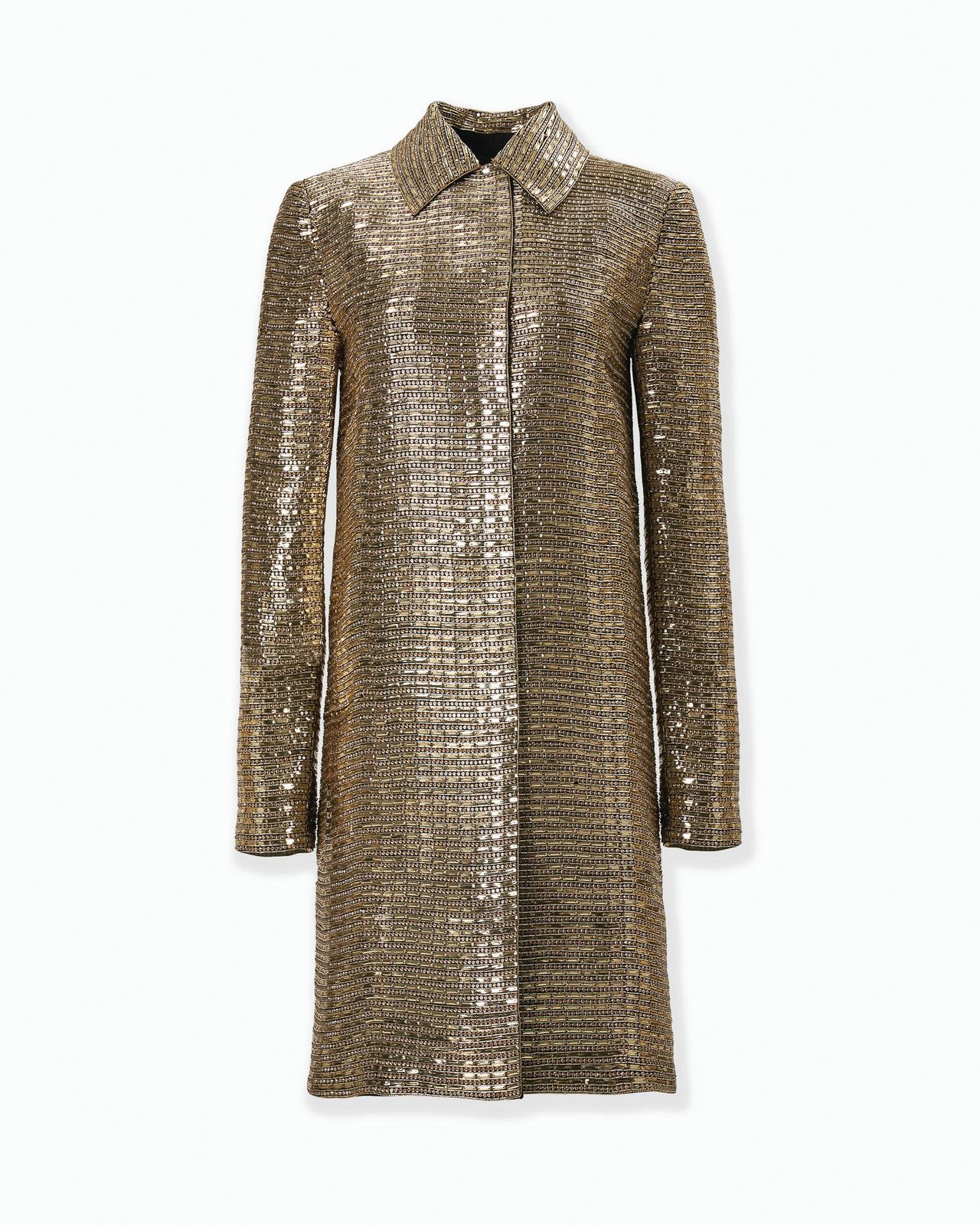 Carolina Herrera Gold-Embroidered Coat Carolina Herrera Gold-Embroidered Coat with baguette sequins, bugle beads and crystals