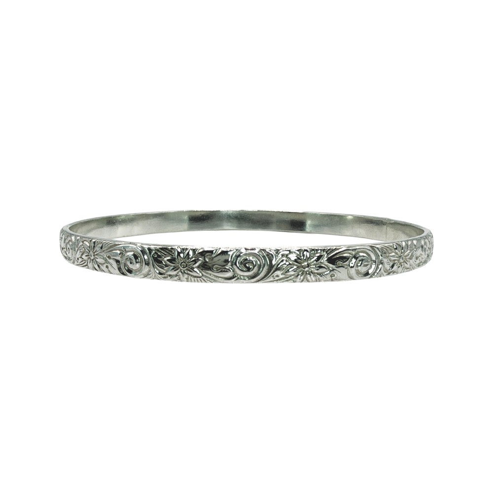 Wildstone Silver Floral Sterling Silver Bangle Wildstone Silver floral engraved sterling silver bangle