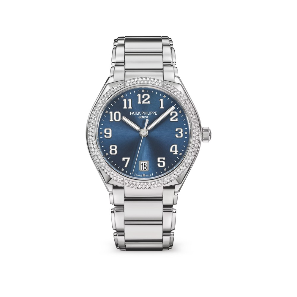 Patek Philippe Twenty~4 Automatic Patek Philippe Twenty~4 Automatic steel watch with blue dial and diamond bezel
