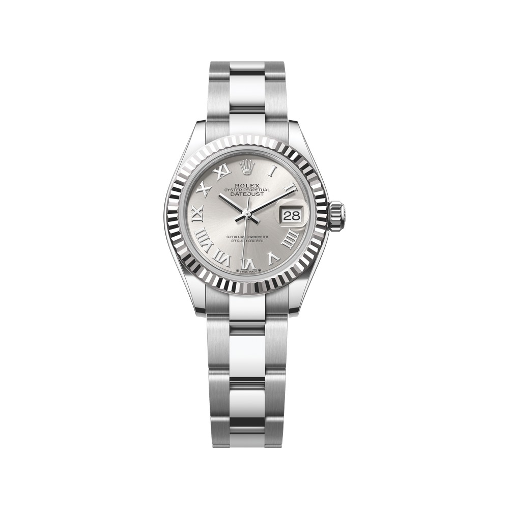 Rolex Lady-Datejust 28 Rolex Lady-Datejust 28 steel watch with silver dial and fluted bezel