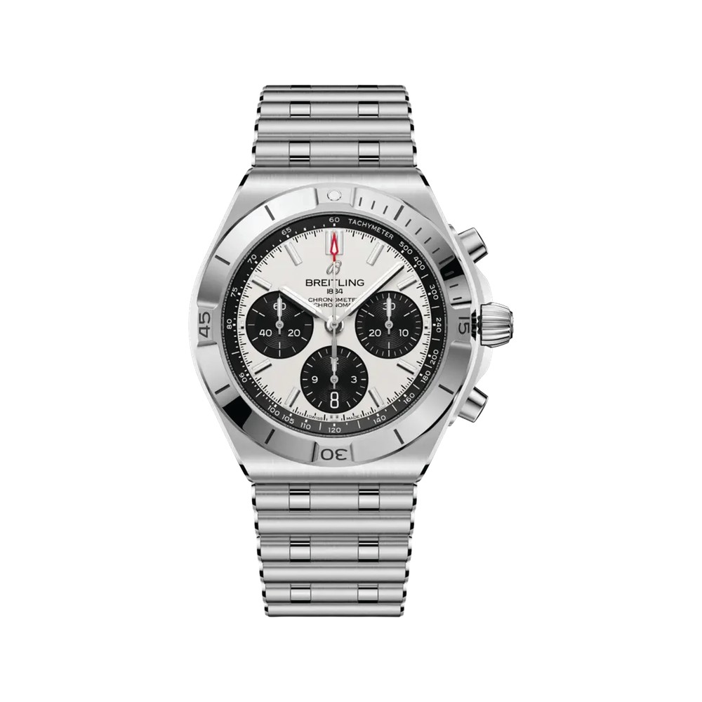 Breitling Chronomat B01 Chronograph 42 steel watch with white panda dial