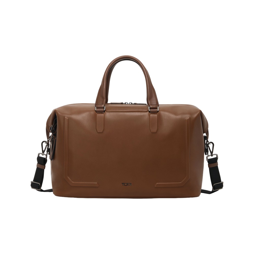 TUMI Harrison Nelson Duffel in cognac brown leather