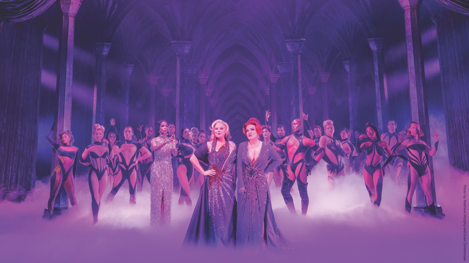 The Arts – Death Becomes Her Cast of the musical Death Becomes Her on stage in purple light